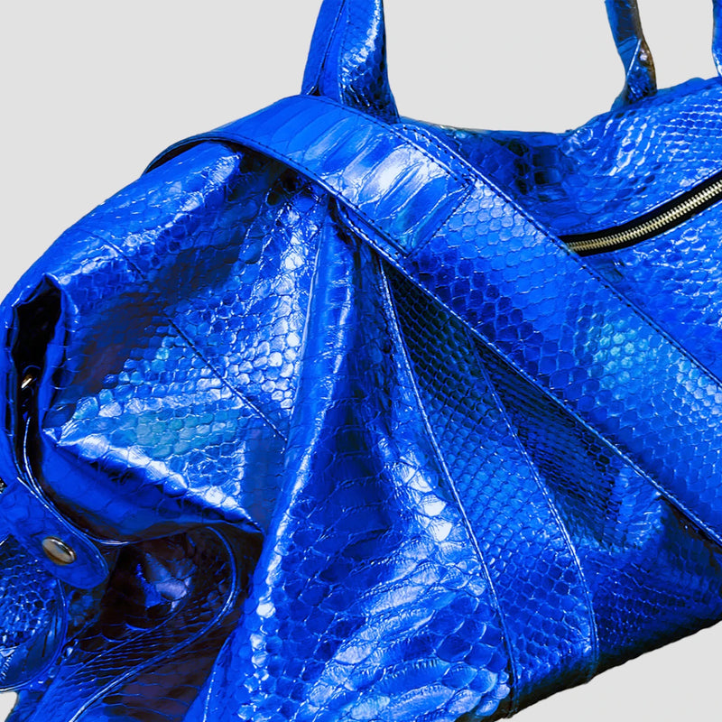Python leather duffel bag
