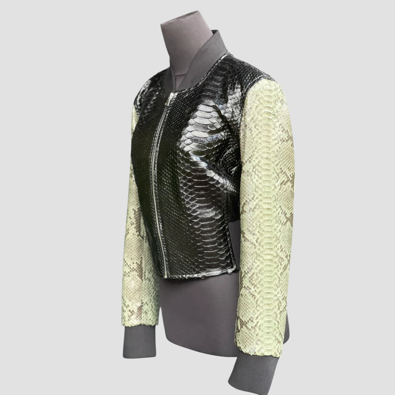 Python leather bomber jacket