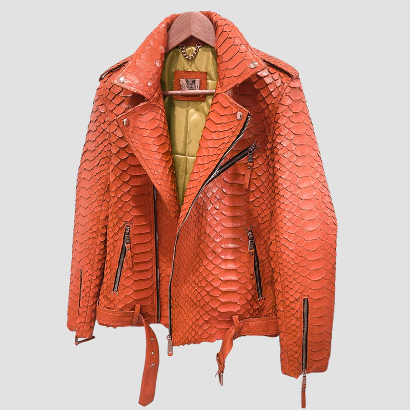 King python leather biker jacket