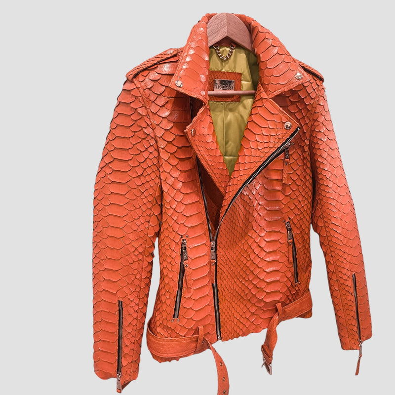 King python leather biker jacket