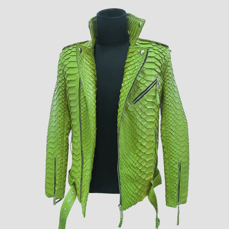 King python leather biker jacket