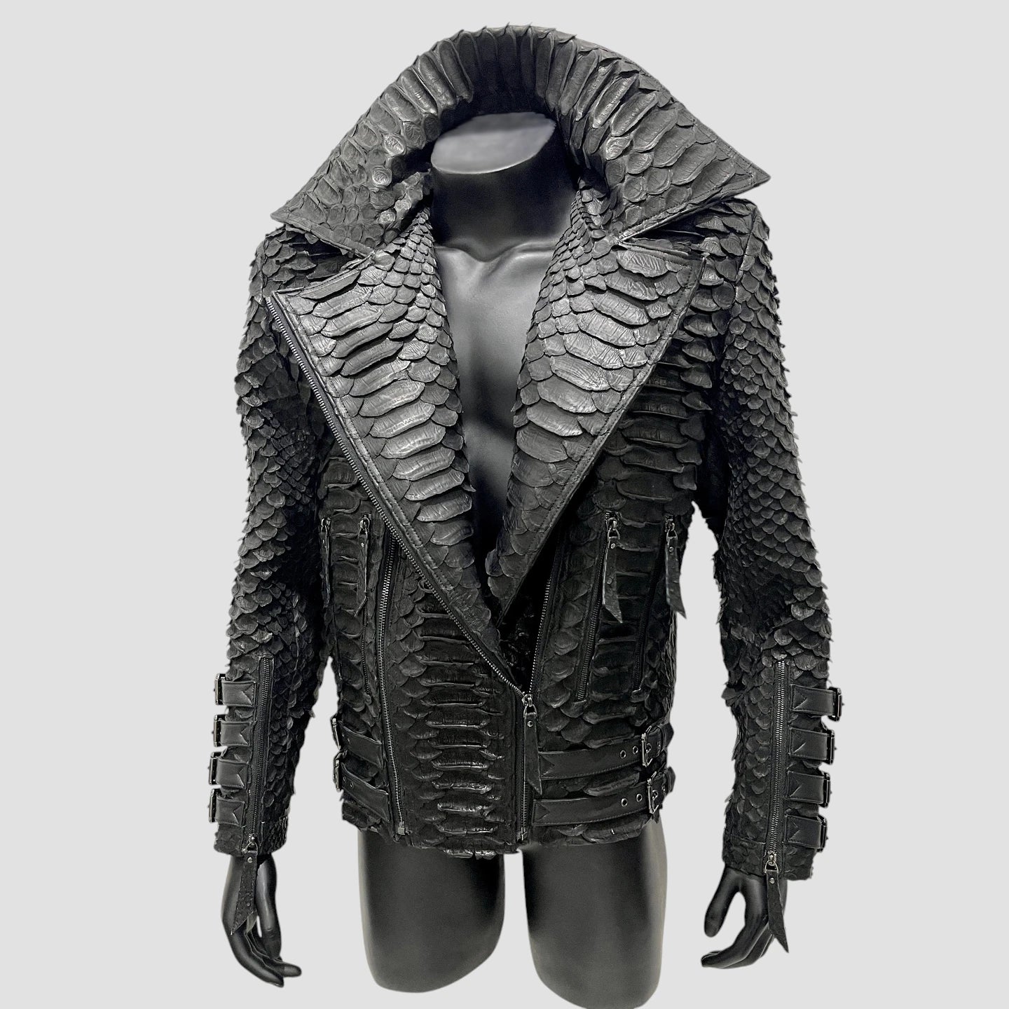 King python leather biker jacket