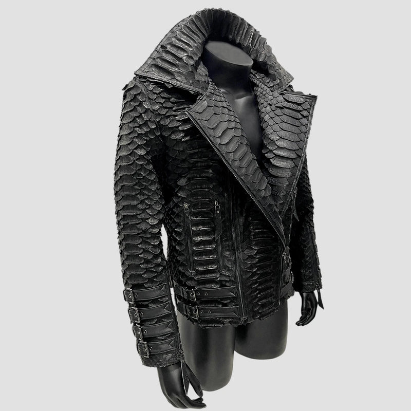 King python leather biker jacket