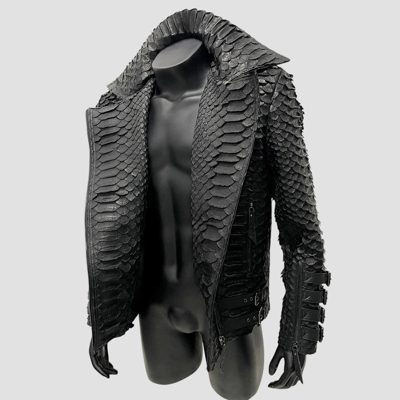 King python leather biker jacket