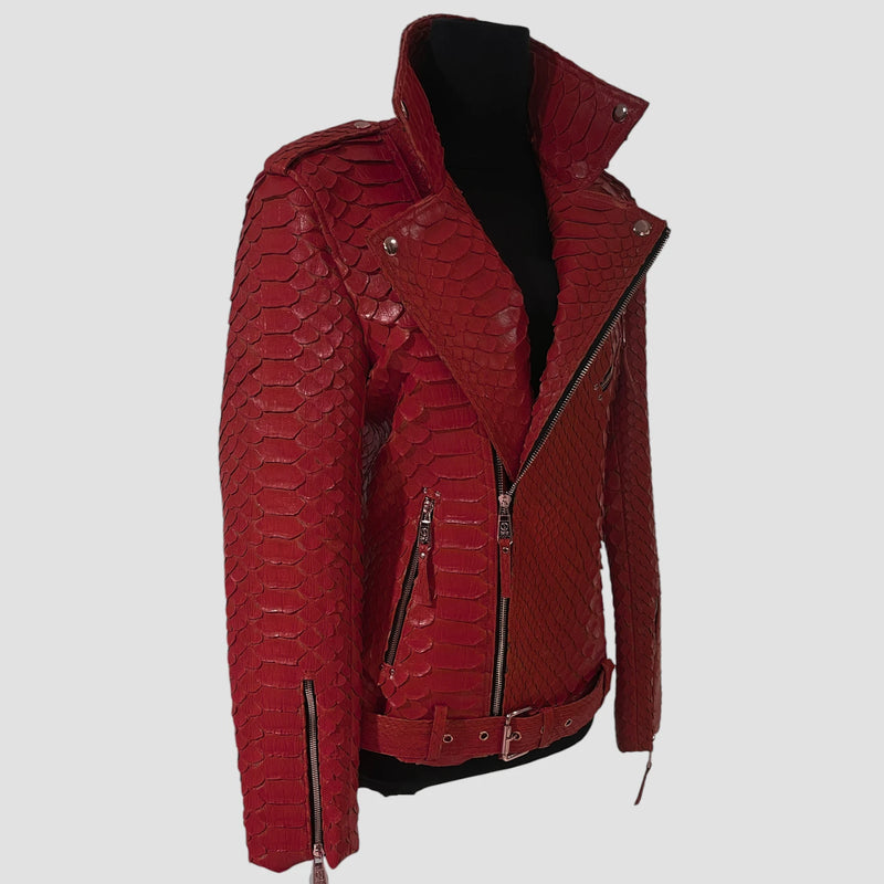 King python leather biker jacket