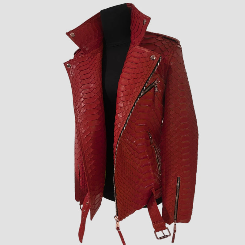 King python leather biker jacket