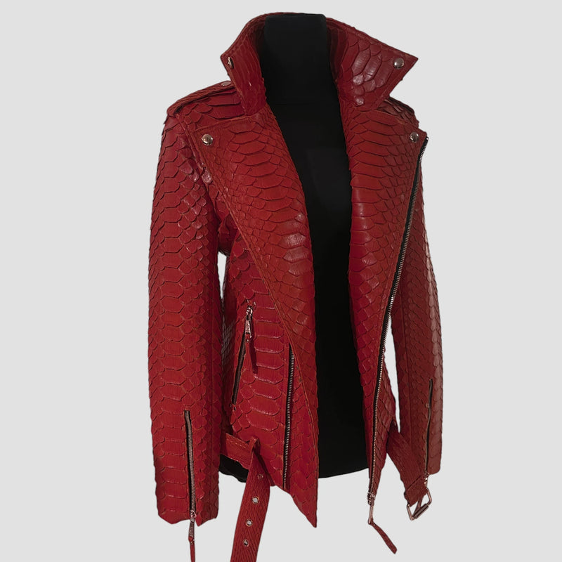King python leather biker jacket