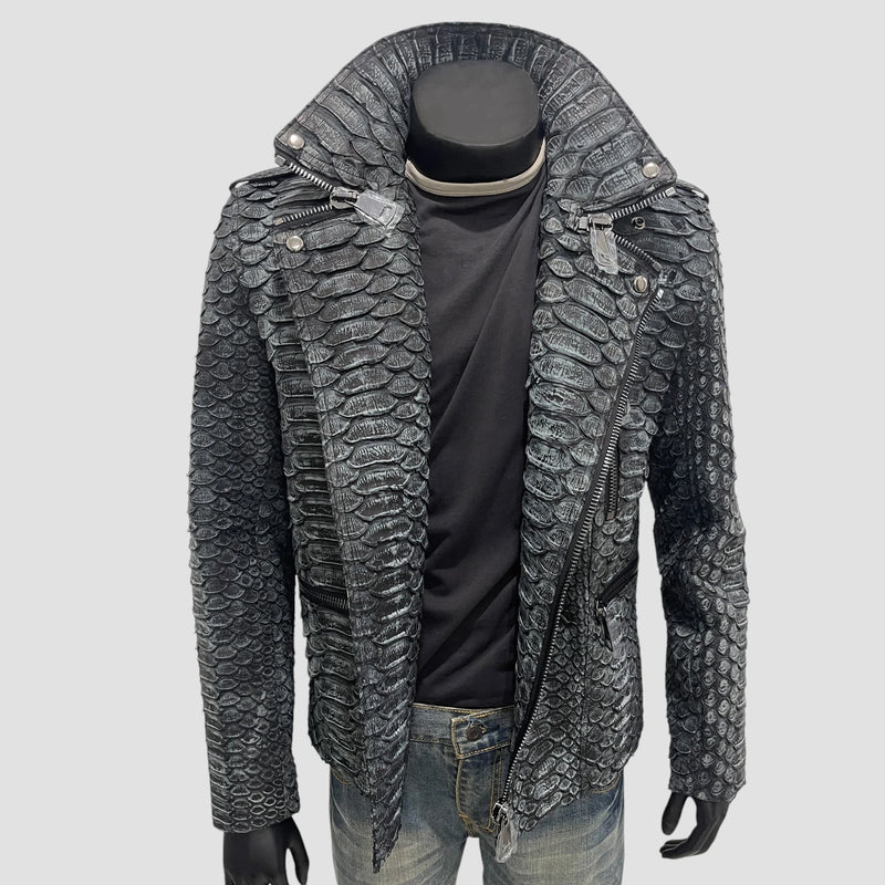 King python leather jacket back zippers