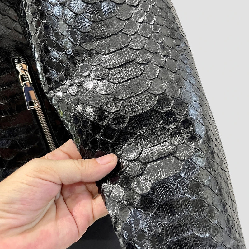 Python leather biker jacket