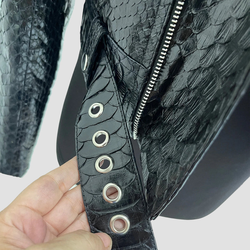 Python leather biker jacket