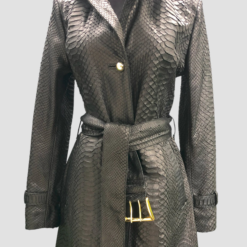 Python leather coat
