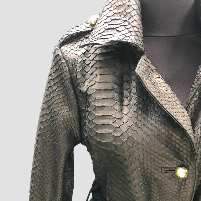 Python leather coat