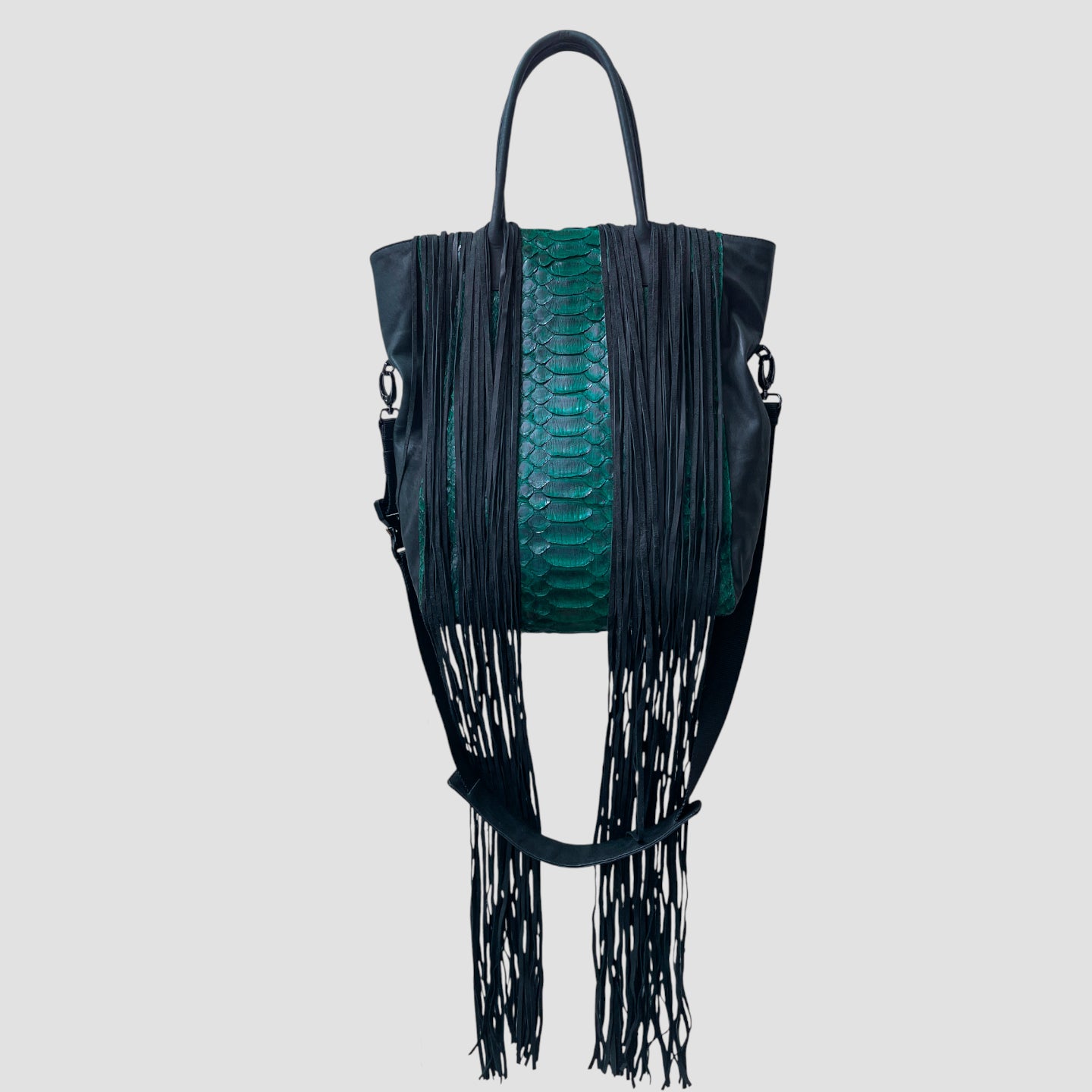 Python leather tote bag