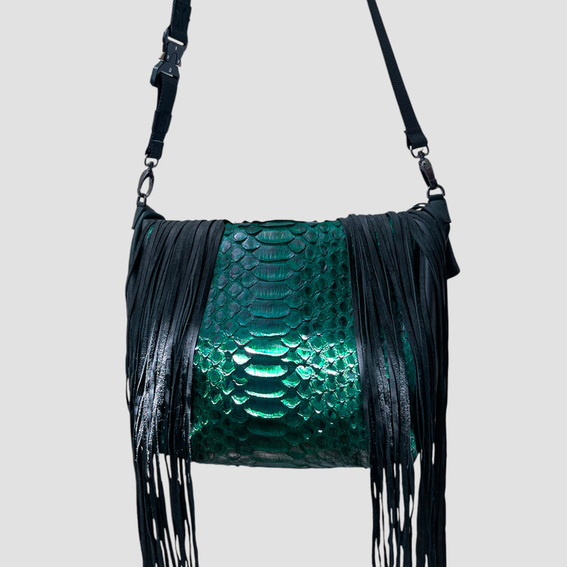 Python leather tote bag