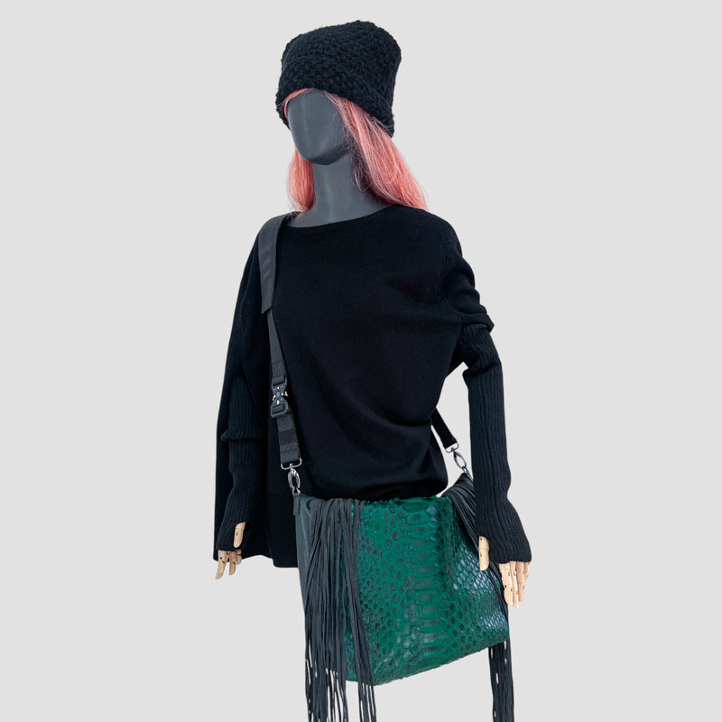 Python leather tote bag