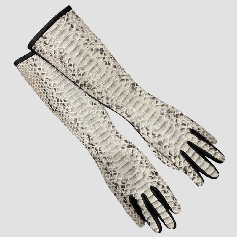 Python leather long gloves