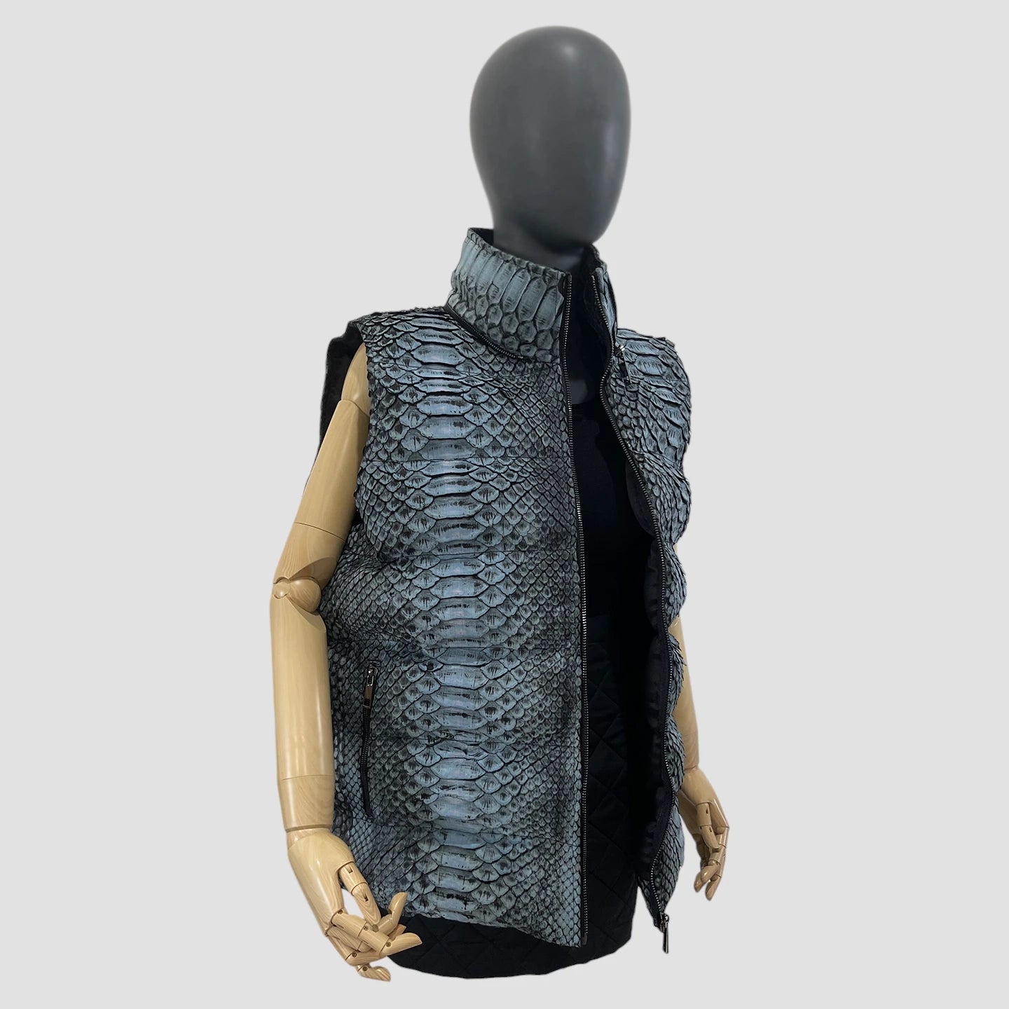 Woman's king python leather duck down vest