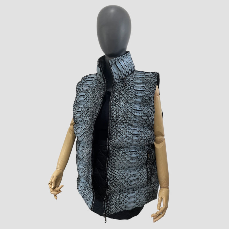 Woman's king python leather duck down vest