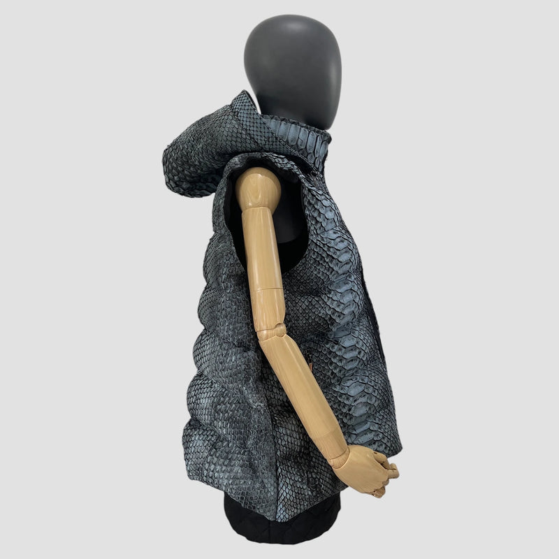 Woman's king python leather duck down vest