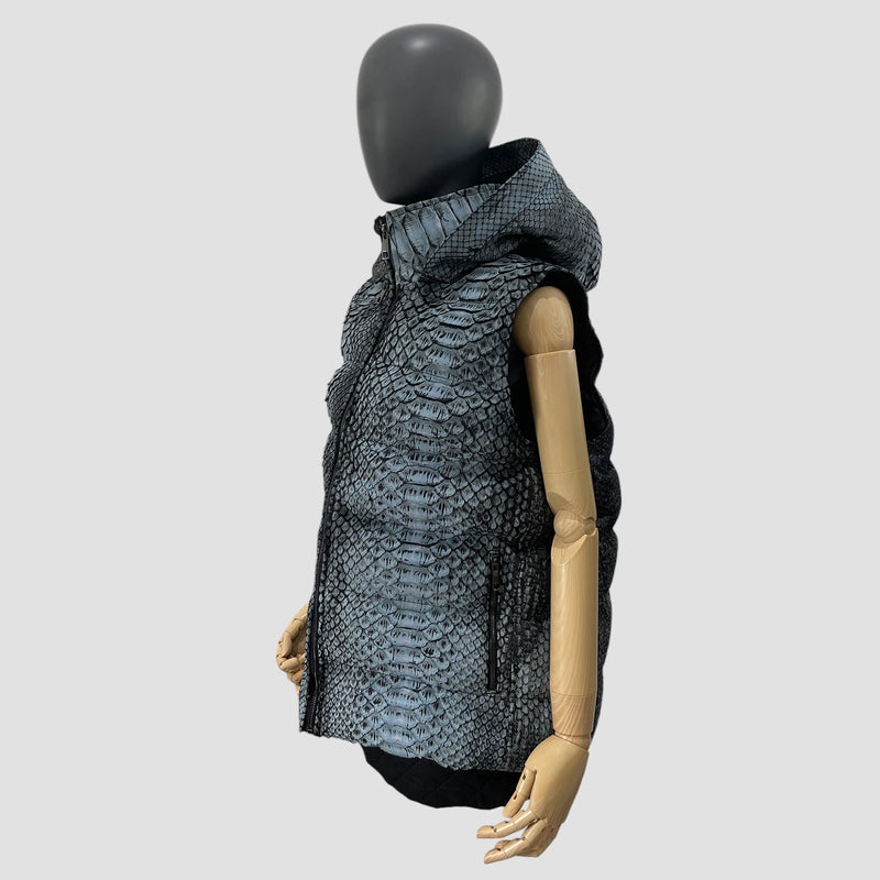 Woman's king python leather duck down vest