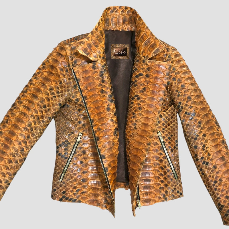 King python leather biker jacket