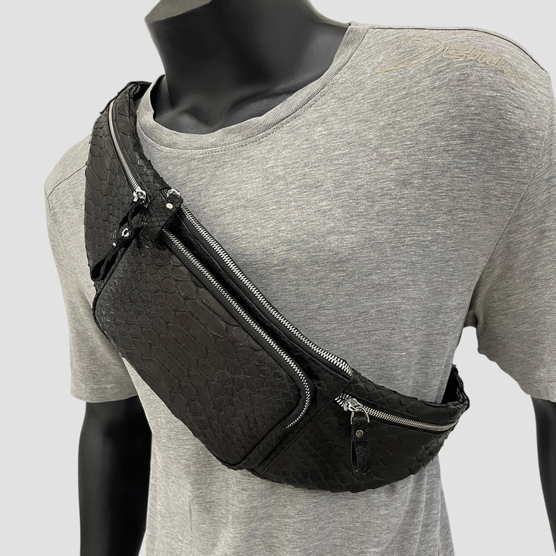 Python leather belt bag