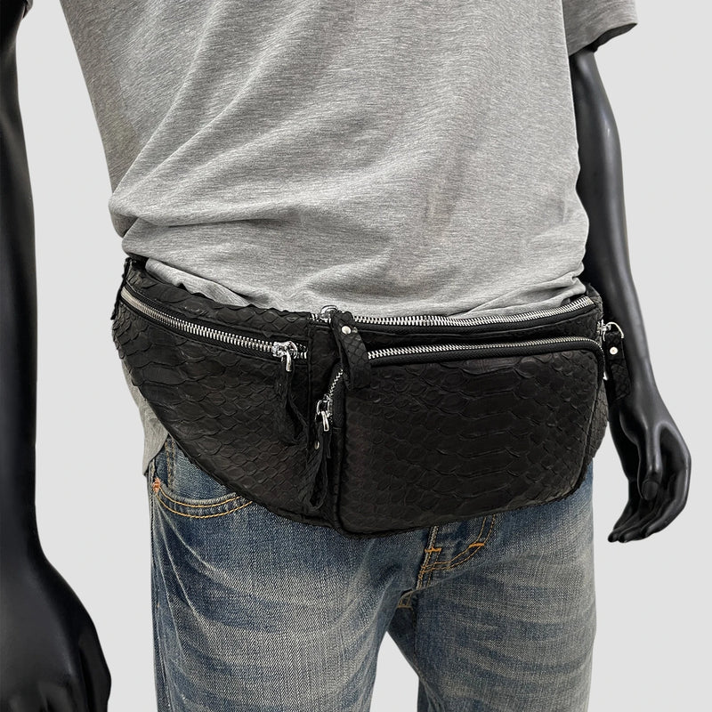 Python leather belt bag