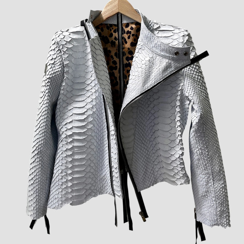 King python leather biker jacket