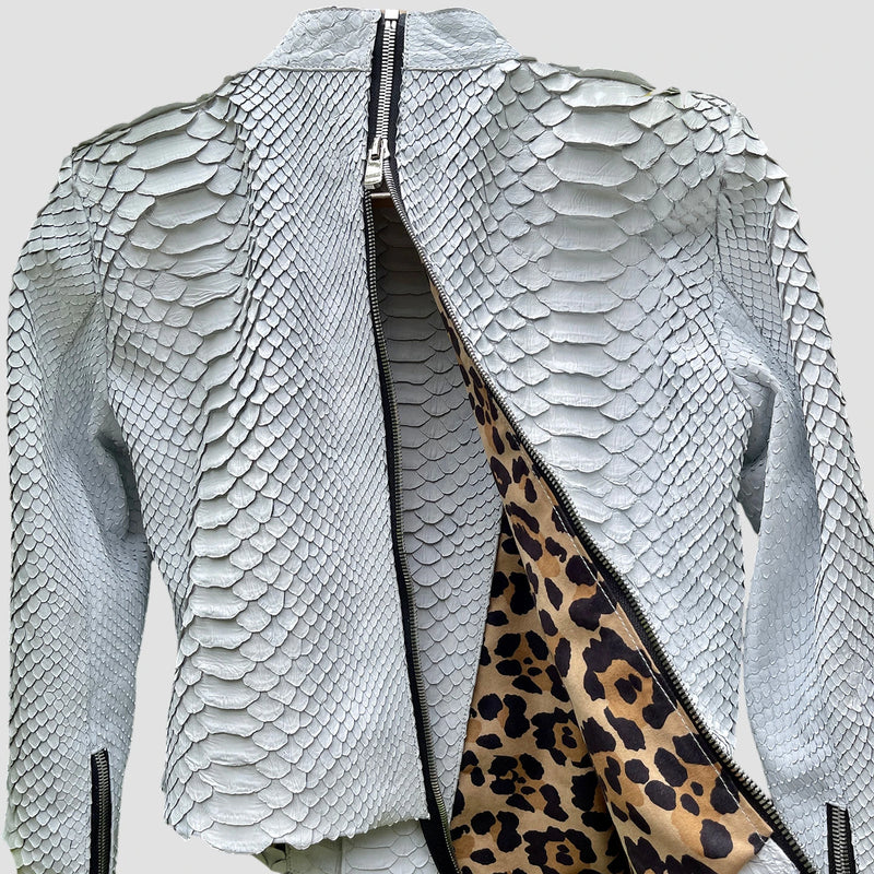 King python leather biker jacket