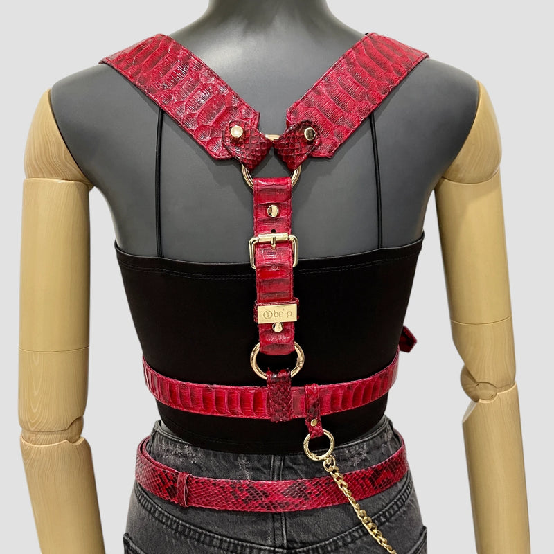 Python leather body harness set