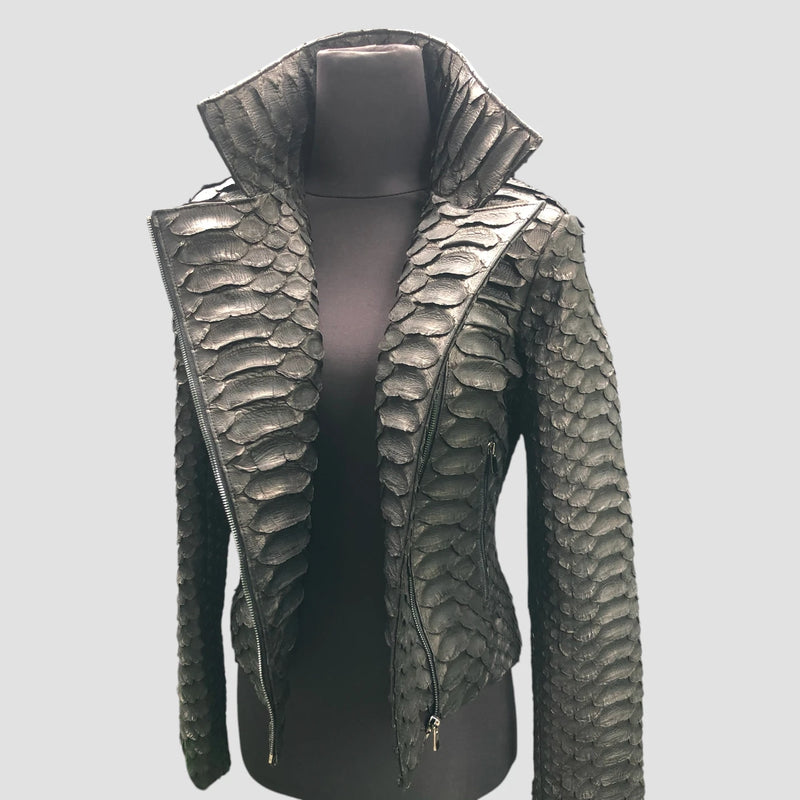 King python leather biker jacket