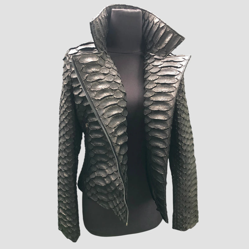 King python leather biker jacket