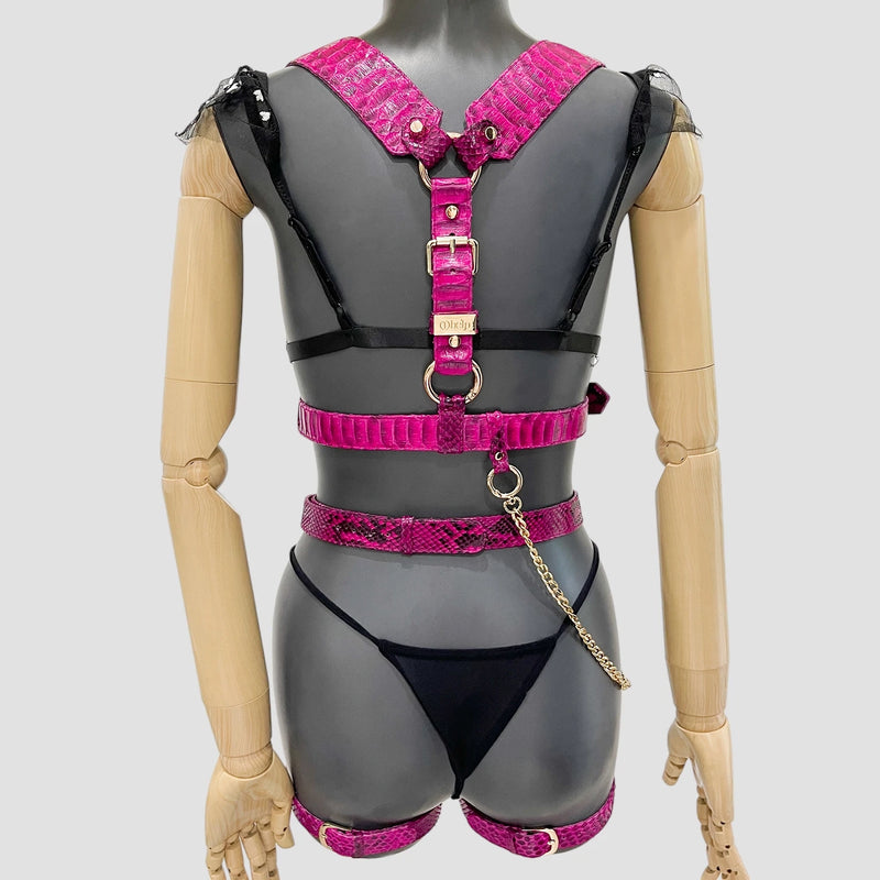 Python leather body harness set