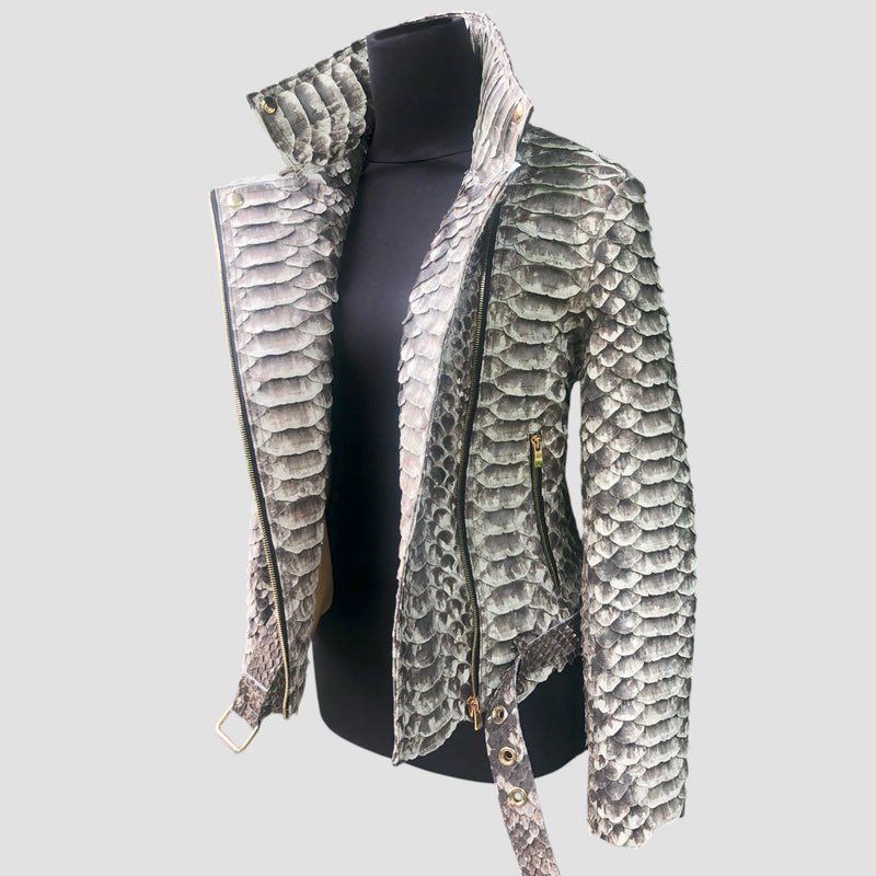 King python leather biker jacket