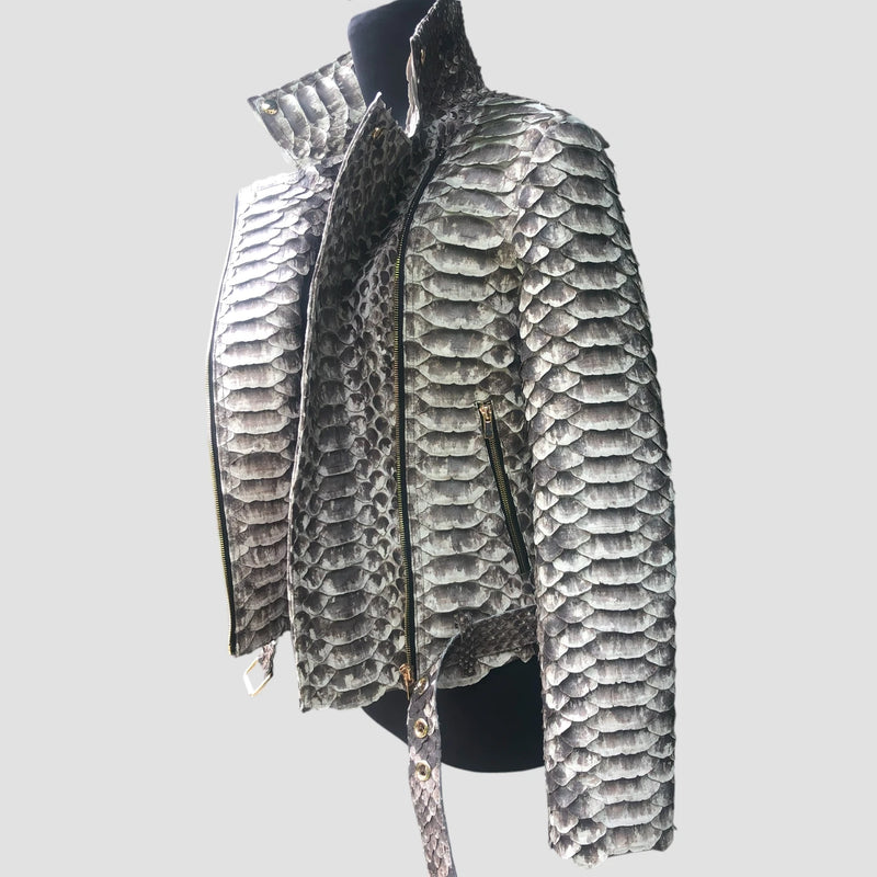 King python leather biker jacket