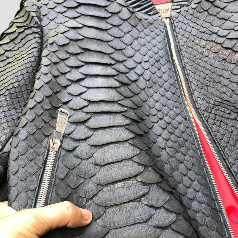 King python leather bomber jacket