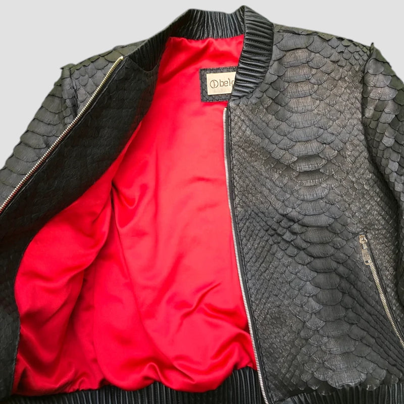 King python leather bomber jacket