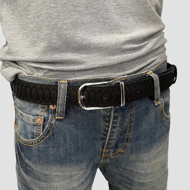Python leather belt