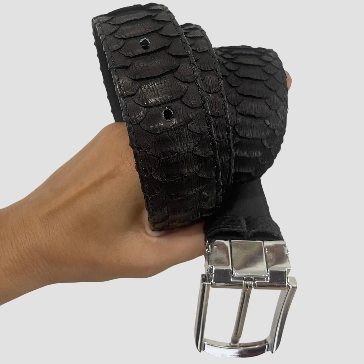 Python leather belt