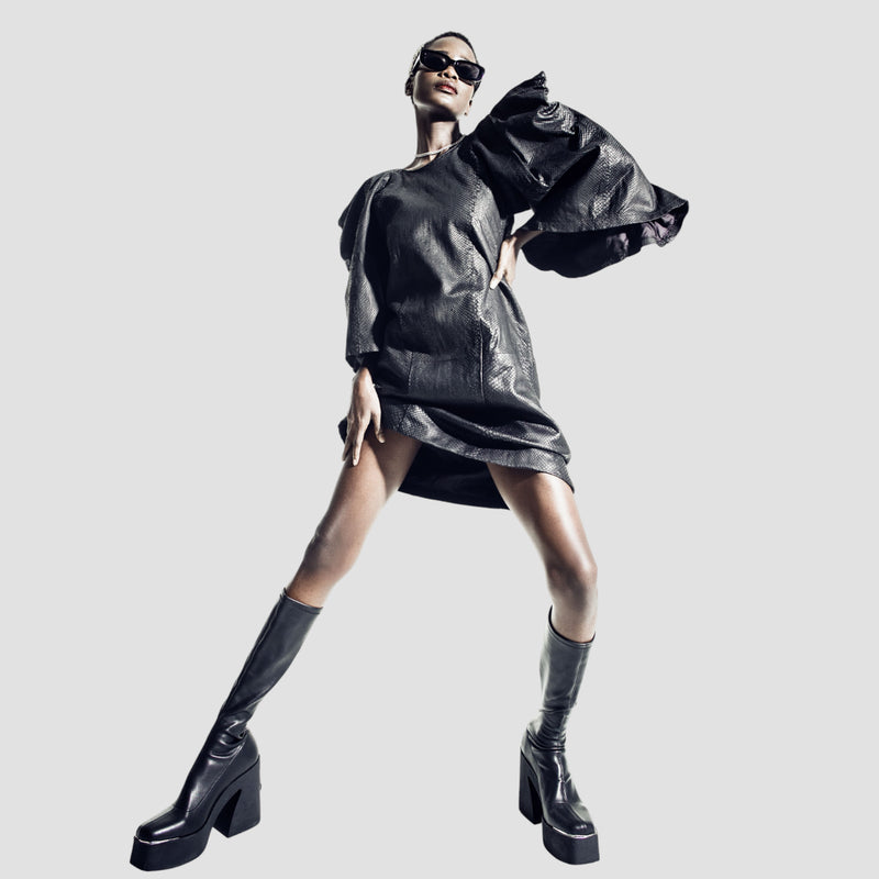 Python leather dress