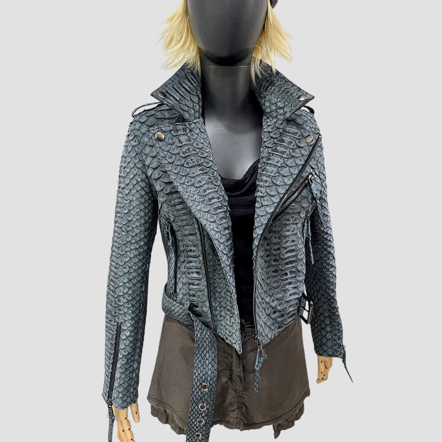 King python leather biker jacket antique