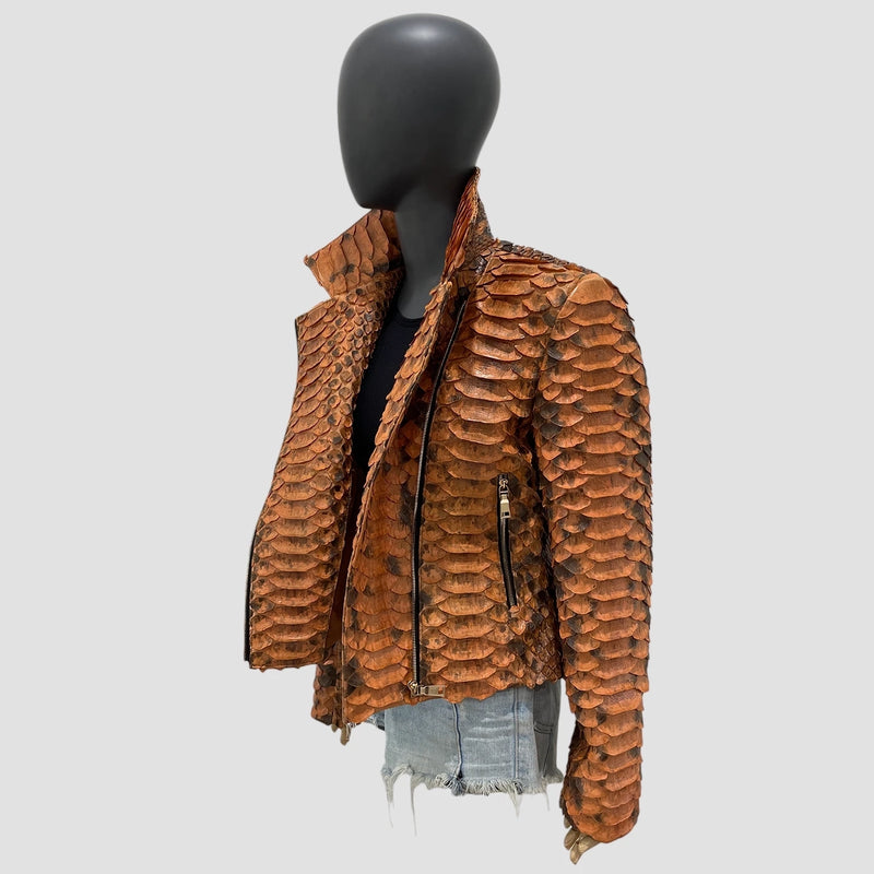 King python leather biker jacket