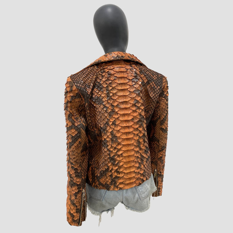 King python leather biker jacket