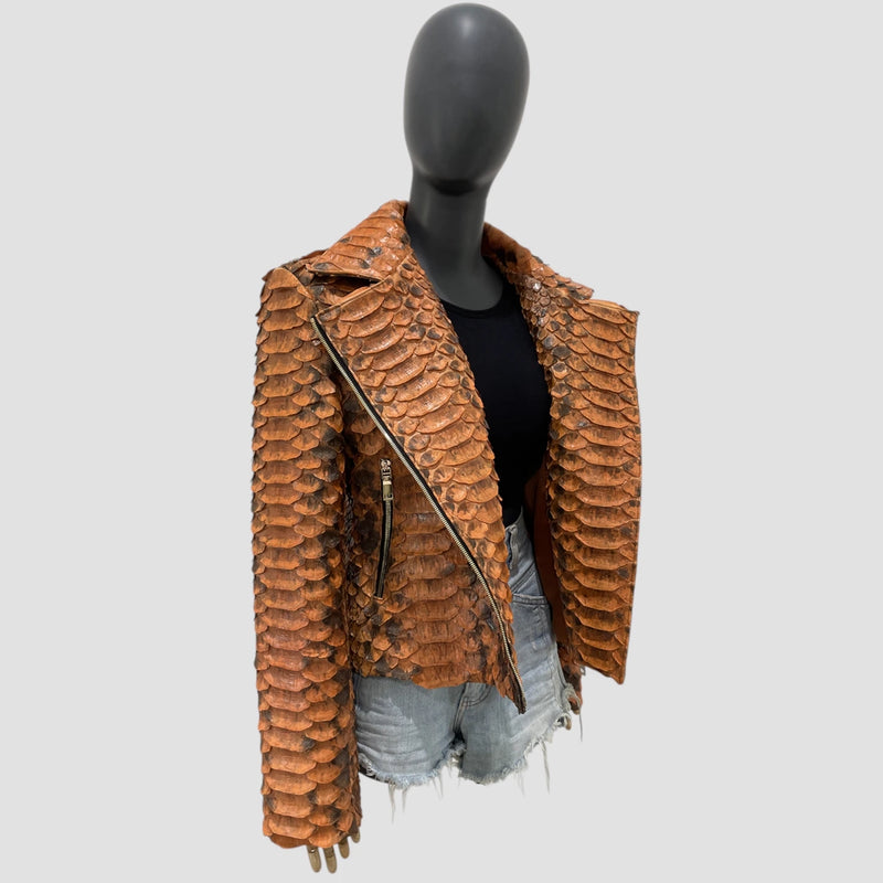 King python leather biker jacket