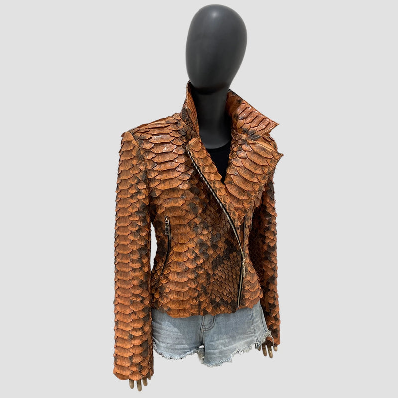 King python leather biker jacket