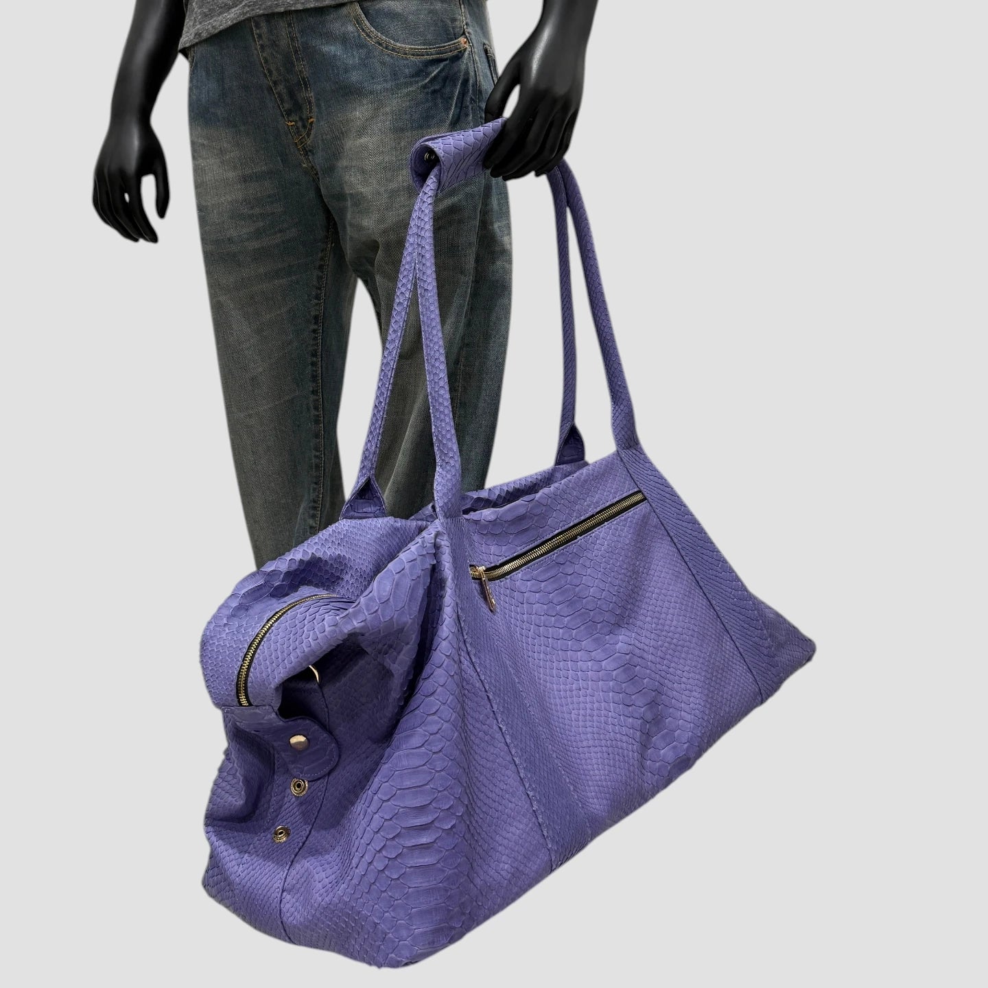 Python leather duffel bag
