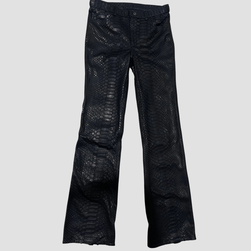King python flared leather pants