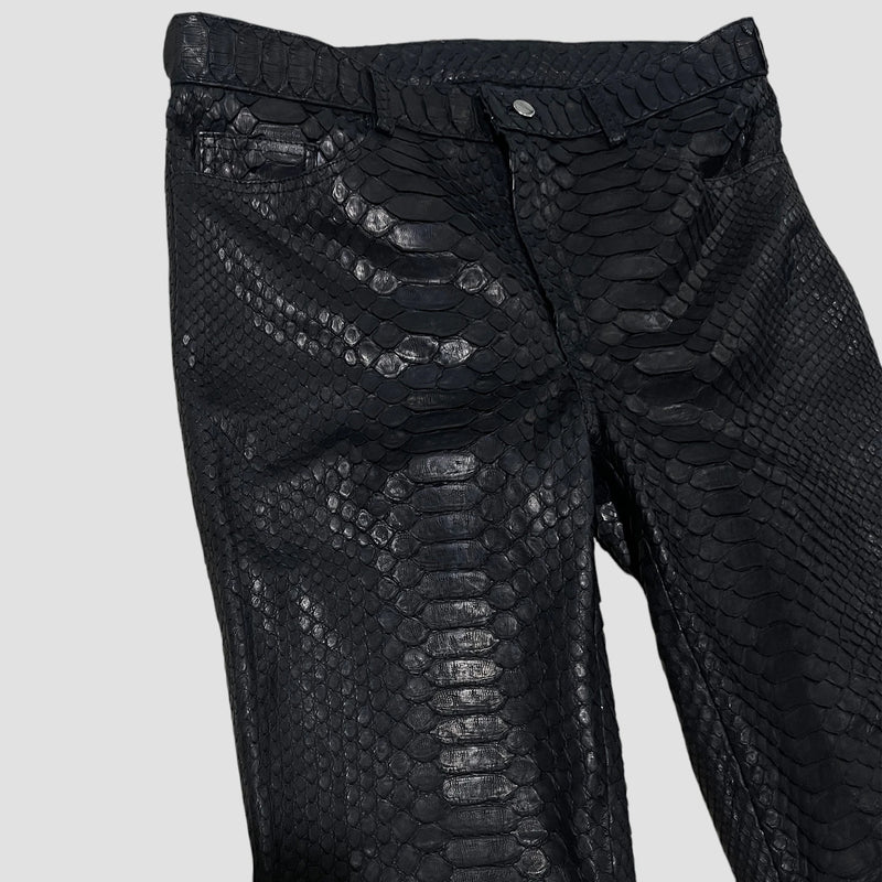 King python flared leather pants