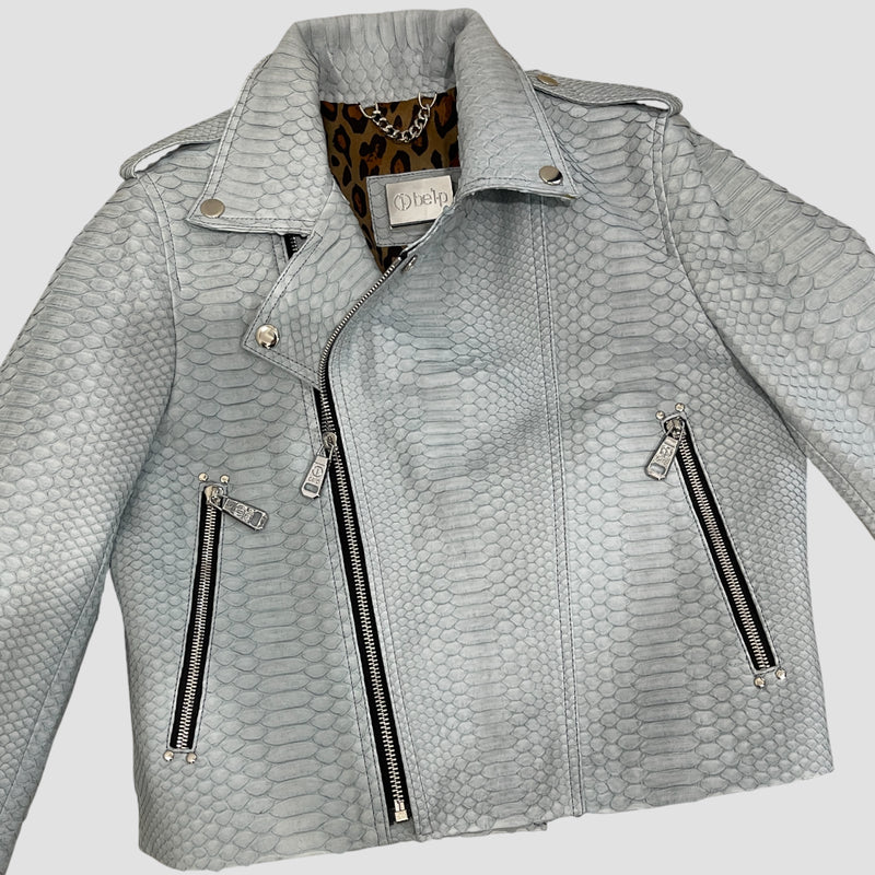 Python leather biker jacket