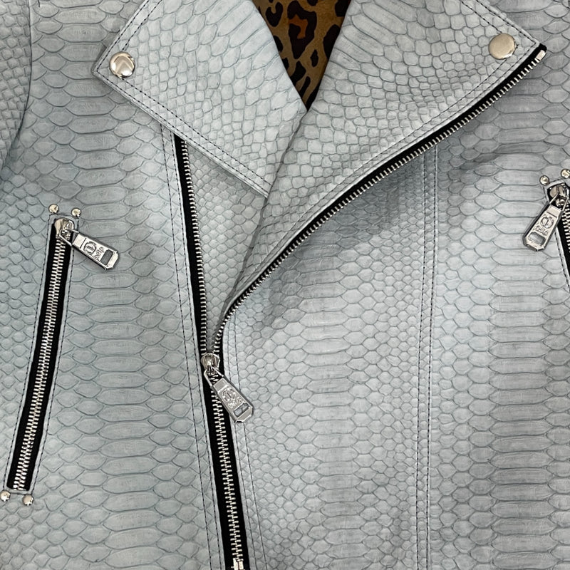 Python leather biker jacket